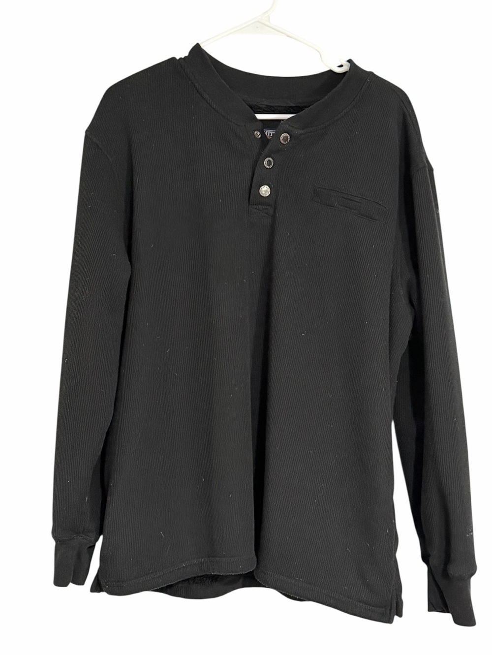SMITH'S Men’s sz XXL Black Sherpa-Lined Waffle Knit Henley